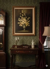 Vintage 1970’s 50x38 Original Oil Painting On Canvas, A. Julia 