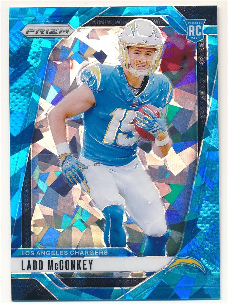LADD MCCONKEY 2024 PANINI PRIZM #365 RC BLUE ICE PRIZMS CHARGERS MINT SP #04/99