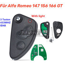 Chiave pieghevole auto 3 tasti per chip Alfa Romeo 147 156 166 GT 433MHZ ID48