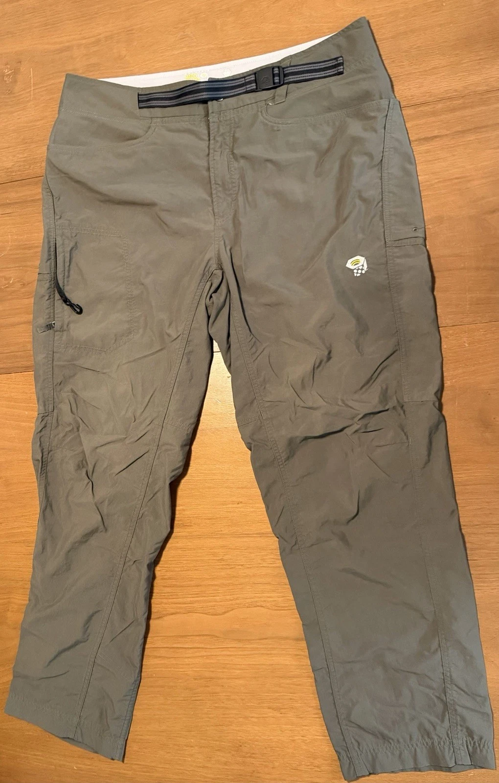 Mountain Hardwear Mesa Pants Men's Large Hiking Belted Nylon Cargo Green 36x31