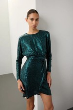 Donna Morgan Green Sequin Dress Size 2