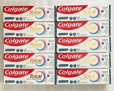 Lot (10) Colgate Total - Deep Clean Antibacterial Toothpaste, 3.3 Oz Each - 2027