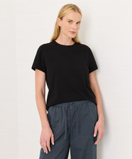PACT Organic Luxe Essential Crewneck Tee, Bla...