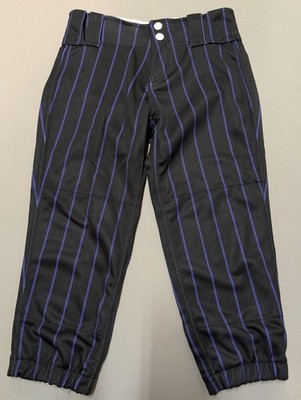 Boombah Girls Softball Pants Pinstriped Black/Purple Size G24