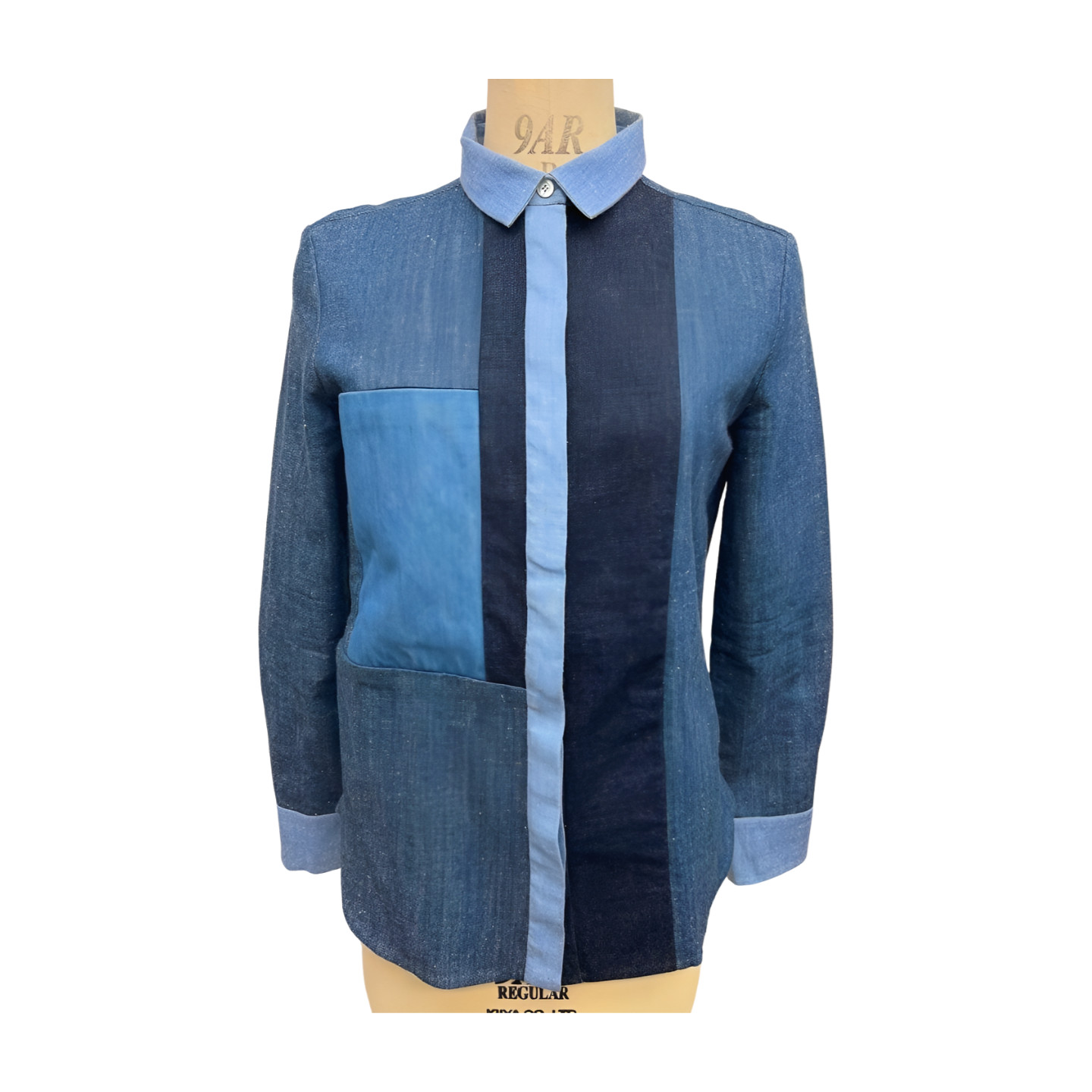 Auth CELINE Patchwork Denim Shirt Jacket 20K35 Si… - image 1
