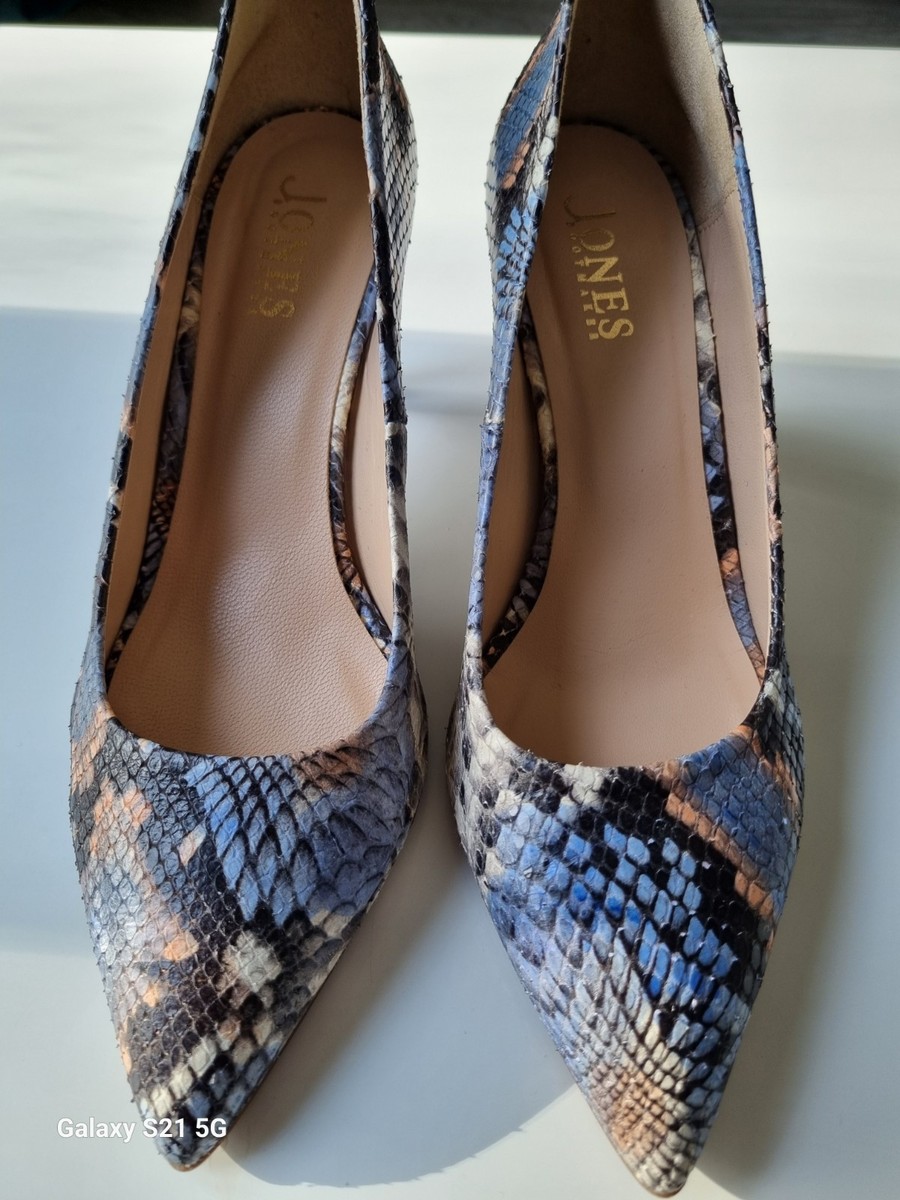Jones Bootmakers Snakeskin Heeled court shoe UK