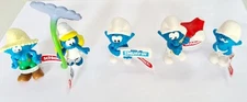 Schleich Smurfs Set of 5 - Grouchy, Good luck Charm, Farmer, Smurfette with Flow