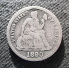 SILVER COIN UNITED STATES OF AMERICA 1890 "SEATED LIBERTY DIME" PHILADELPHIA (4)