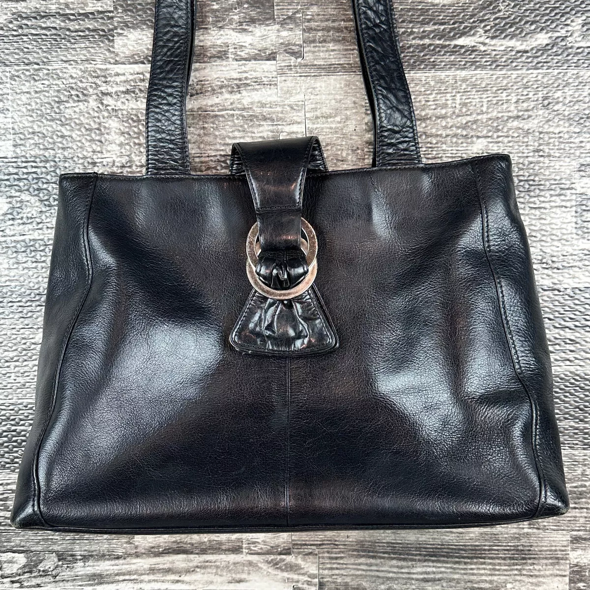 Black genuine leather purse deals