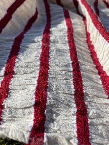 Red Striped Textured Turkish Cotton Crinkle Fabric By 2 Meters, Quality Unique - Picture 8 of 10