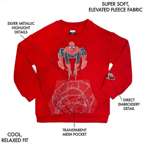 Spiderman Boys Crewneck Sweatshirt Size XL 14/16 - Picture 3 of 6