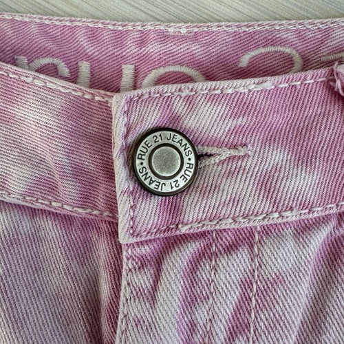 Rue21 Shorts Womens 1/2 Low Rise Cut-Off Distressed Raw Hem Pink Denim Cotton - Picture 5 of 8