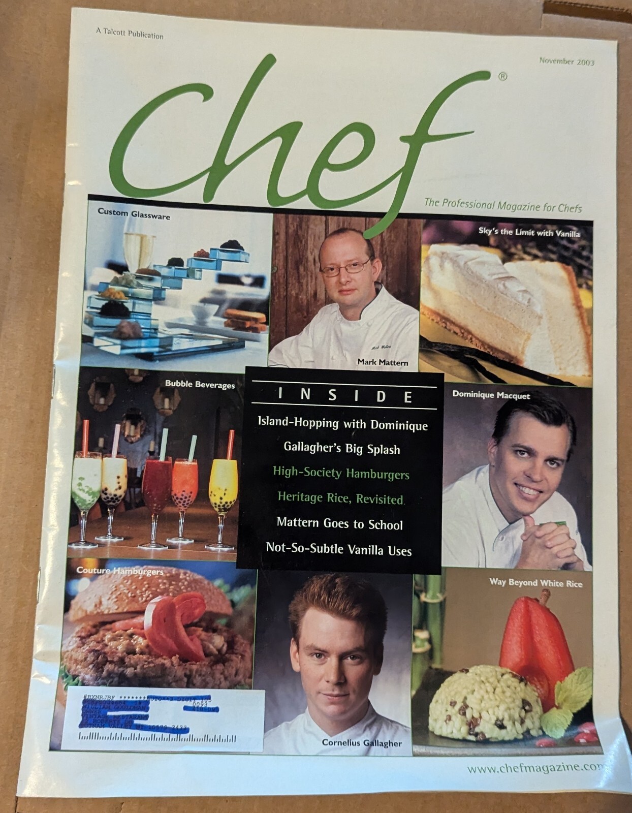 Chef Magazine - November 2003 (The Professional Magazine for Chefs) | eBay