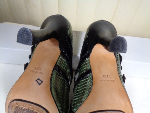modern vintage black patten Leather & snake Shoes Black Pumps EU size 37.5 - Picture 24 of 24