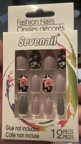 Fashion Nails Sevenail - 12 Pieces (glue not inc.) FLORAL MEDIUM LENGTH - almond - Picture 1 of 2