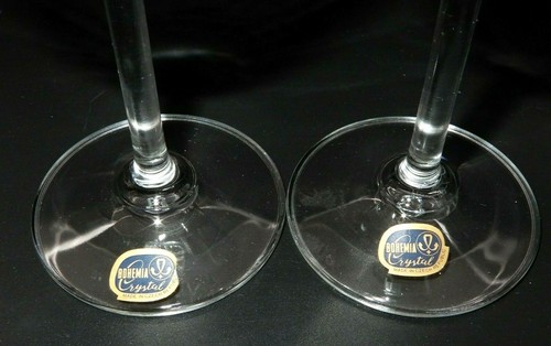 SET OF 2 VINTAGE STYLESETTER BOHEMIA CRYSTAL "ROMY" 24K GOLD RIMMED 8 OZ FLUTES - Picture 5 of 10