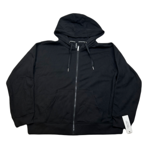 Calvin Klein Performance Fleece Hoodie Womens XL Black Logo Stripe Full Zip