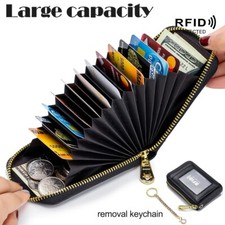 Genuine Leather Credit Card Holder Wallet RFID Blocking Secure Card Case ID Case