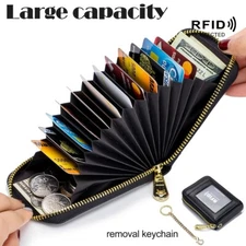 Genuine Leather Credit Card Holder Wallet RFID Blocking Secure Card Case ID Case