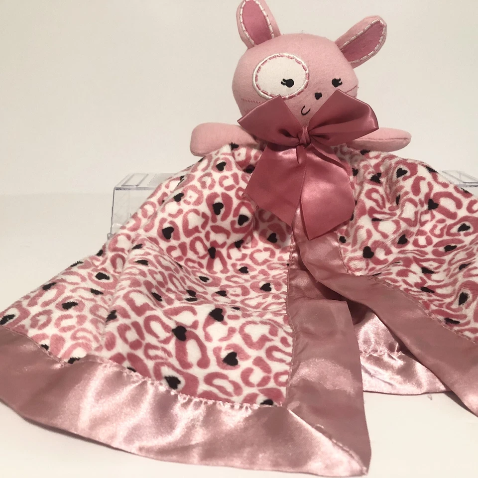 Manta Cocalo Rosa Cachorro Bebé Lovey Estampado Guepardo Arco Forrado Satinado Seguridad Niña Foto 3 de 4