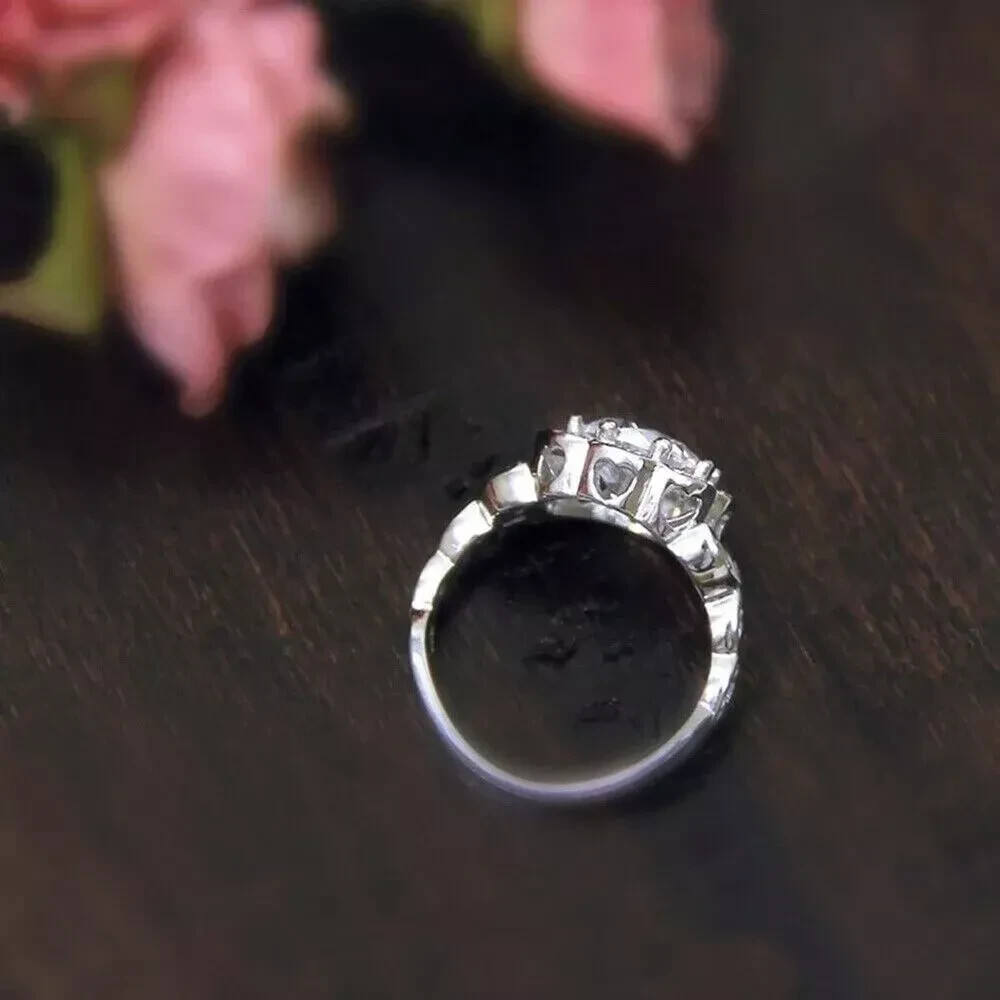 Vintage Art Deco Style 2Ct Lab Created Diamond Engagement Ring 14K White Gold FN