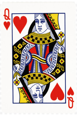 Playing Cards Queen Q Vintage Design Art Wall Indoor Room Outdoor