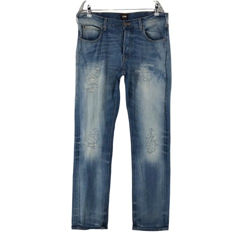 Lee Blake Blu Relaxed Dritto Fit Strappato Affliggere Jeans Taglia W33 L34  | eBay