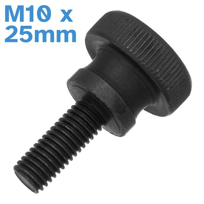 M10 x 25mm Black Steel Thumb Screws Knurled Head Nut Lock Clamp Hand Tighten