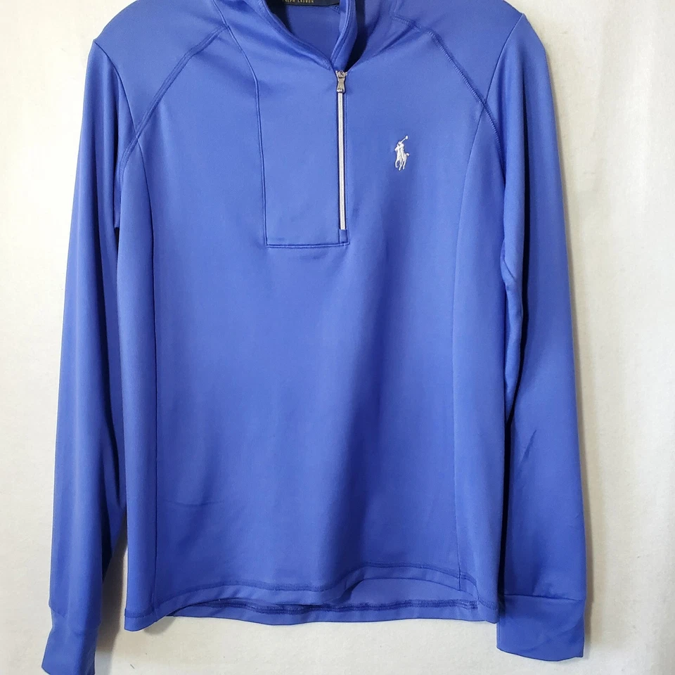 Camisa Polo Golf Ralph Lauren Mujer Pequeña Púrpura Cuarto Cremallera Rendimiento Eléctrica Foto 4 de 4