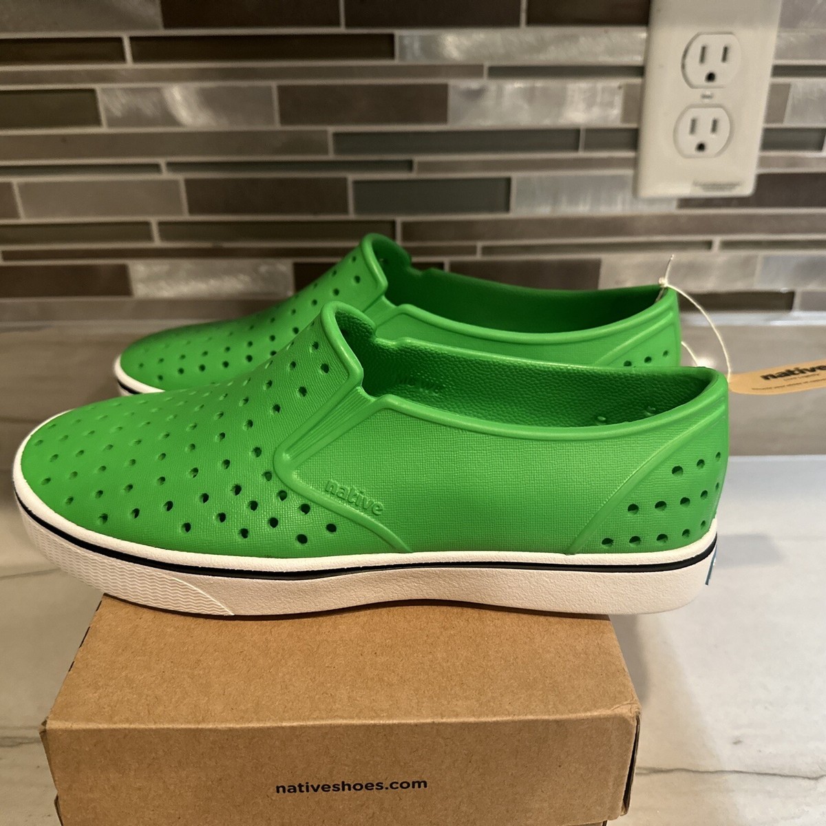 Native Miles Green Slip On Perforated Shoes EVA Foam Unisex  display picture 1