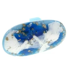 Sz 8.75 Long Blue Mod Resin Galaxy Gold Flake Cloud Sky Ring Ocean Earth Large