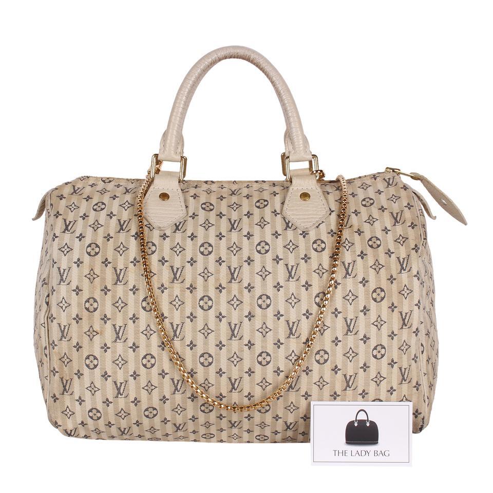 Louis Vuitton Speedy 30 Monogram Mini Lin Top Handle Medium Beige