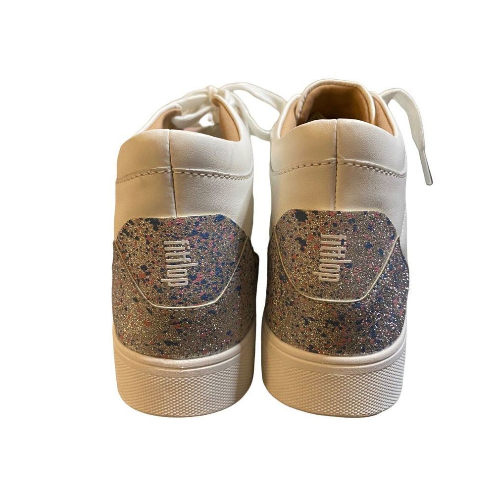 New FitFlop Womens White Rally Glitter High Top Sneaker Sz 8 image 4