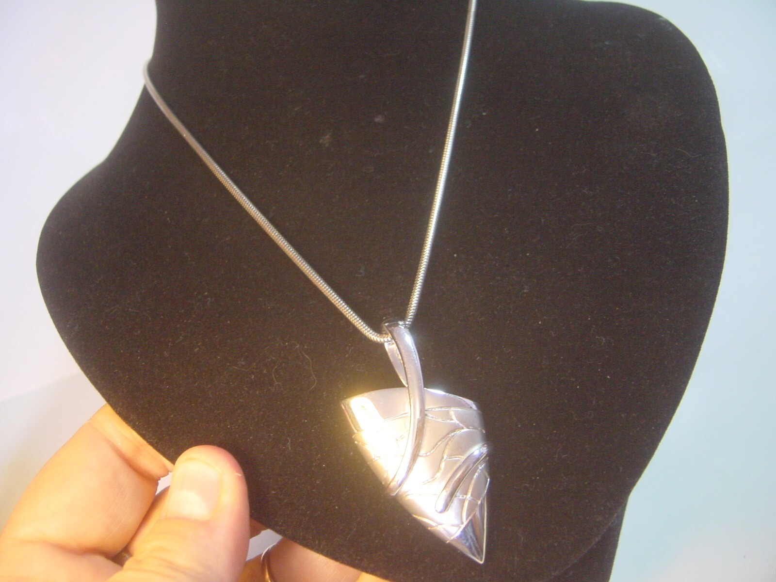 RARE-"BREUNING" Solid Silver Large Designer Penda… - image 7