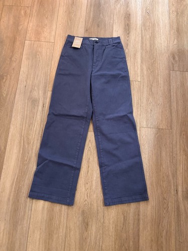 Madewell Womens Navy Blue Emmett Wide Leg Pants High Rise Stretch Size 27 NWT