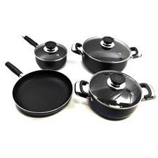 7 pc Aluminium Non Stick Saucepan Cookware set with Tempered Glass Lids Kitchen
