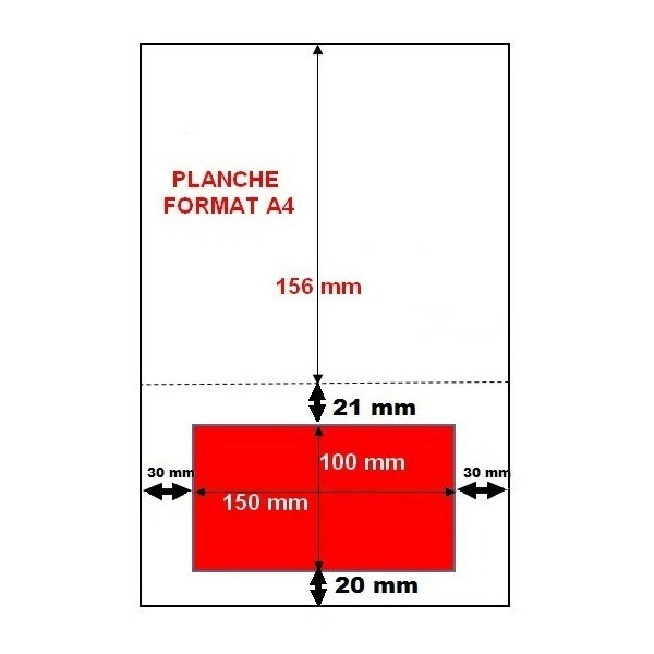 Feuille planche A4 étiquette adhésive intégrée 150 x 100 mm pour envoi COLISSIMO - Photo 1/1