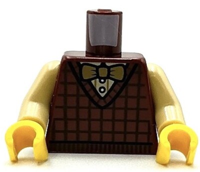 Lego New Minifig Reddish Brown Torso Cardigan Sweater Dark Brown Crisscross Part