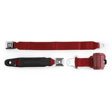 RetroBelt Dark Red Pushbutton Retractable Lap Seat Belt Bench Seat No Hardware