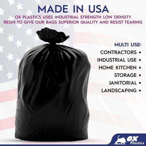 Trash Can Bags 60 Gallon, 2 mil Thick Can Liners, 41" x 55" Large Garbage Bags - Picture 3 of 27