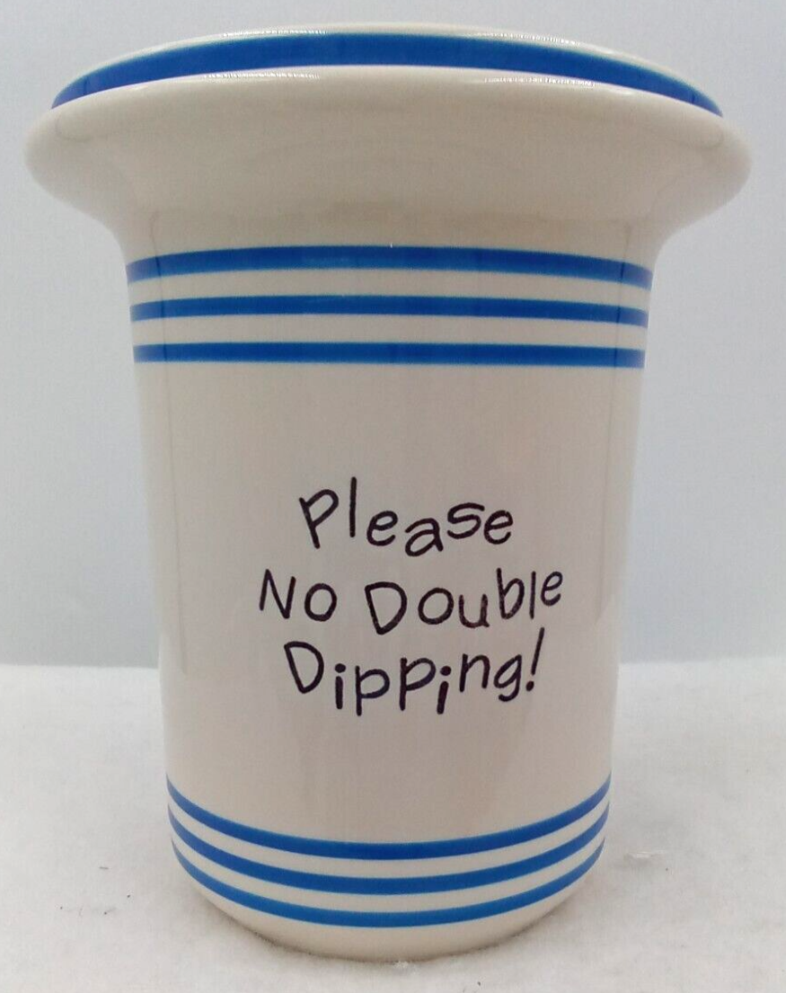 Dip Bowl Set Le Gourmet Chef Ivory Blue Stripe Please No Double Dipping 2 pc