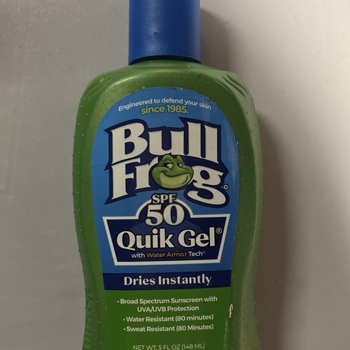 ☀️☀️NEW Bullfrog Quik Gel SPF 50 Sunscreen UVA/UVB Broad Spectrum Protection 5oz