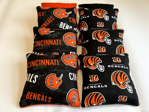 CINCINNATI BENGALS CORNHOLE BEAN BAGS 8 BAG TOSS CORN HOLE GAME - REGULATION