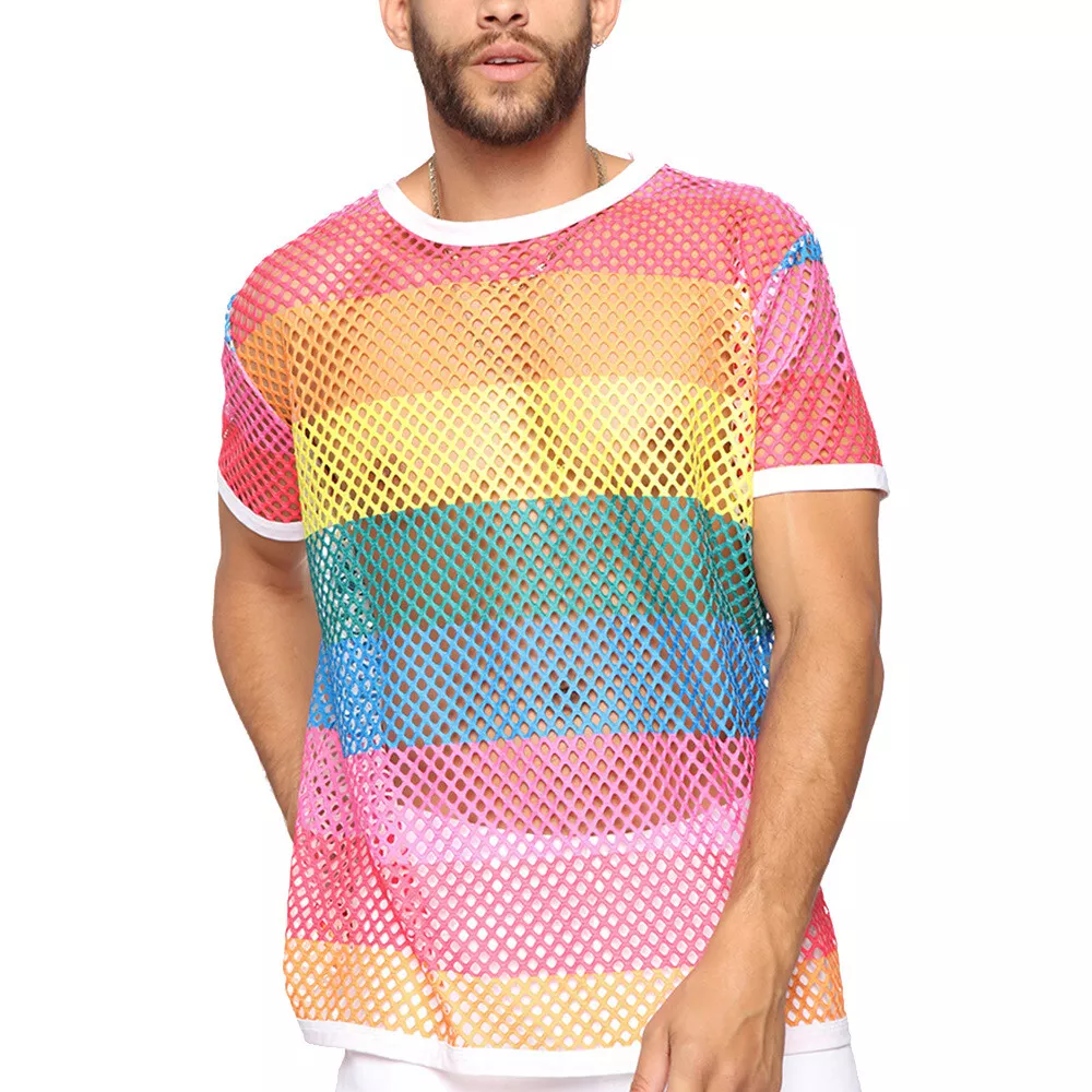 Rainbow mesh best sale crop top
