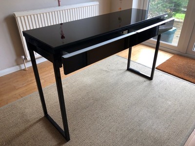 Besta Burs Desk High Gloss Black 120x40 Cm Ebay