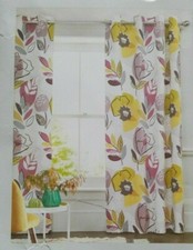 Next 100% Cotton(Main) Deco Floral Fully Lined Eyelet Curtains 117 x 183cm
