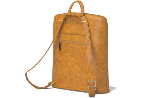 Backpack Handle Hand Bag 2 in1 Shopper Women Genuine Vegan Leather 30605 Yellow - Picture 3 of 7