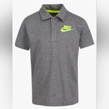 Boys Nike Dri-Fit Logo Polo Shirt, Gray, Size 6, Pre-Owned
