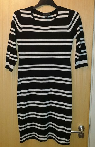 Fab Black & White Stripe Stretch Dress by Forever 21 Size 2X UK 16 Comfy Casual - Picture 2 of 5