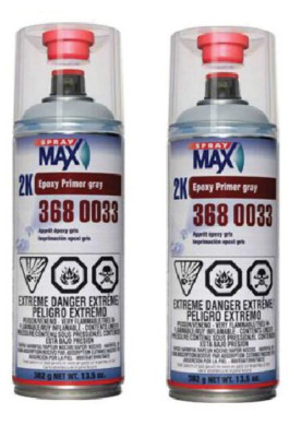 SprayMax 3680033, 2K Epoxy Rust-Cure Primer, Gray, Aerosol (2 Pack)